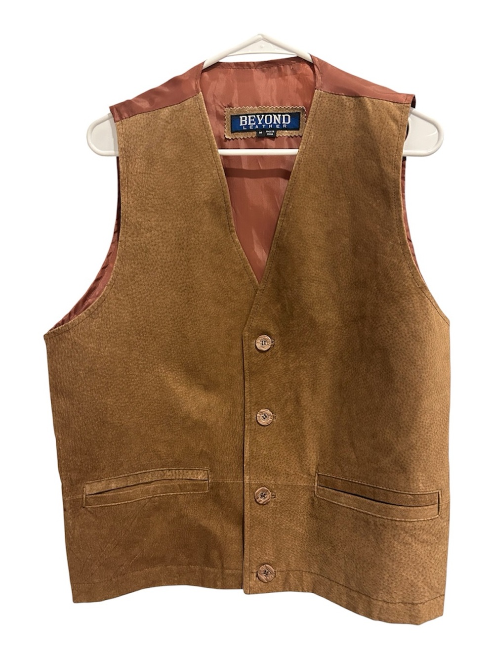 Men's Brown Leather Button Vest